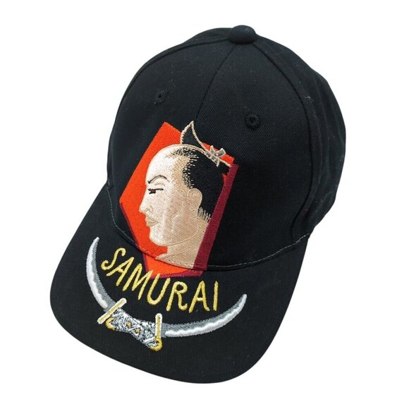 Japanesque Samurai Embroidered Baseball Hat Cap Japanese Culture Swords Black - Picture 1 of 6